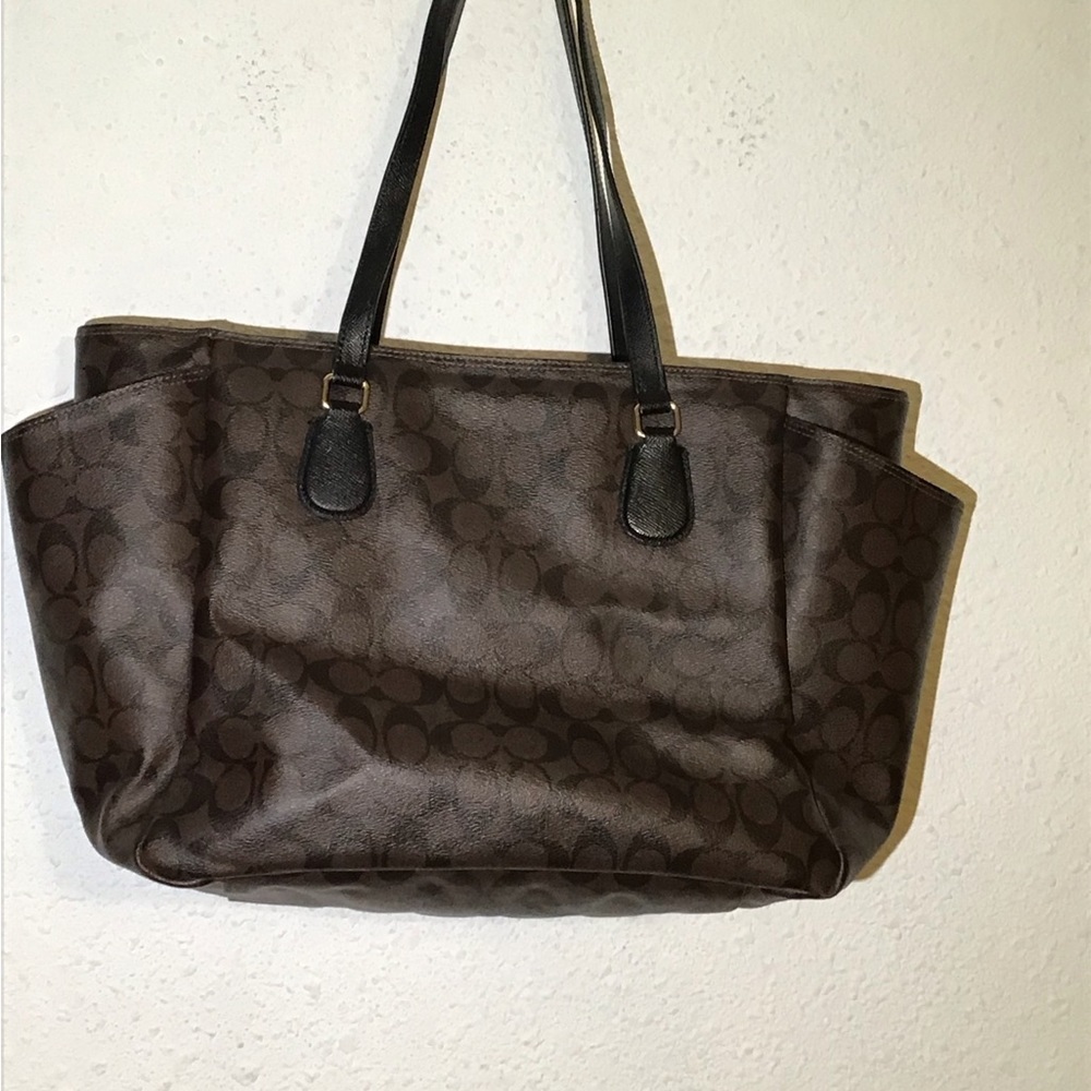Coach brown/black large tote shoulder bag - Picture 6 of 11